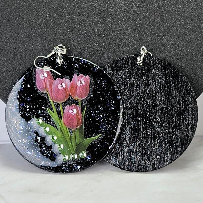 Pink-Black Artistry Earrings (0147)