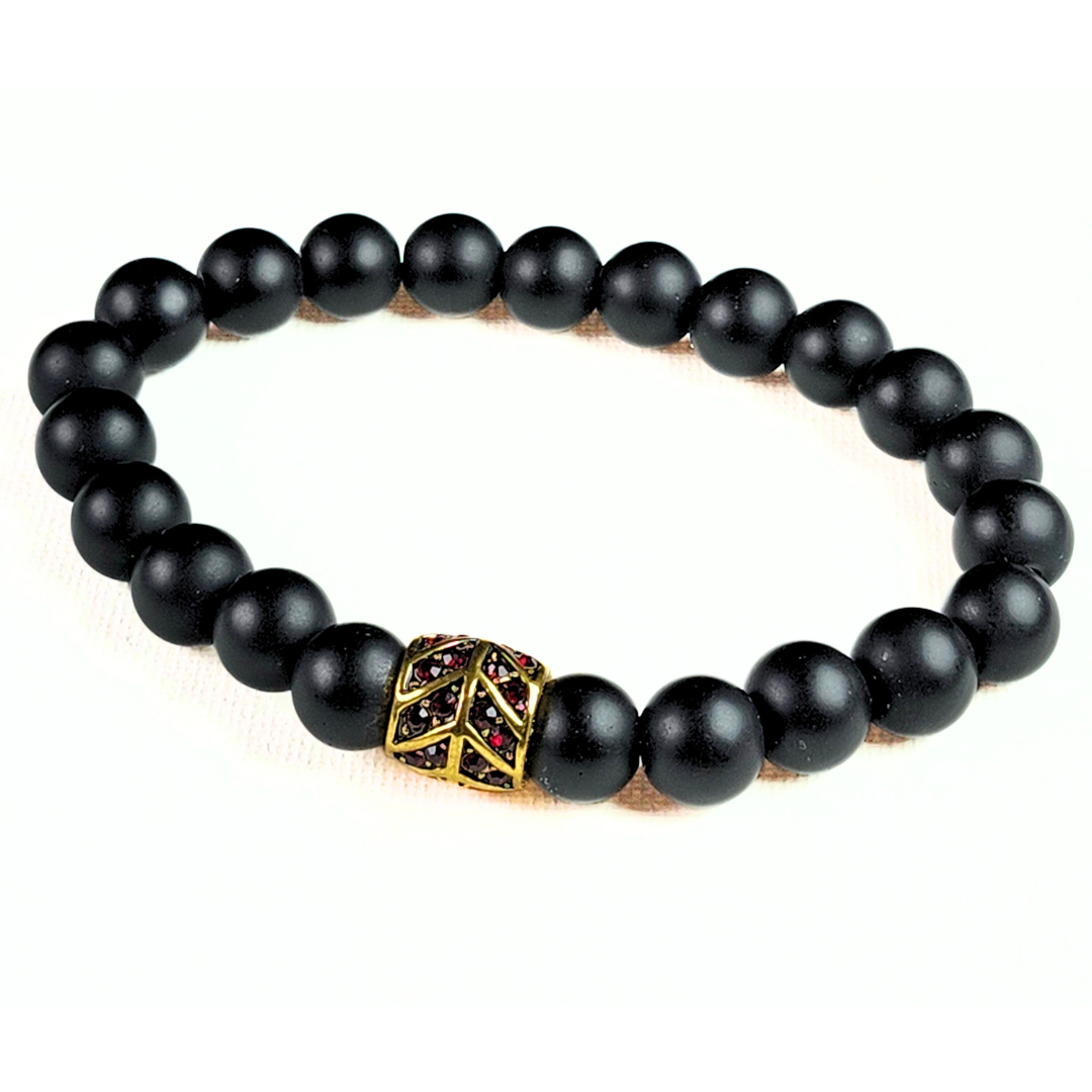 Man's Black Onyx Gemstone Bracelet #7