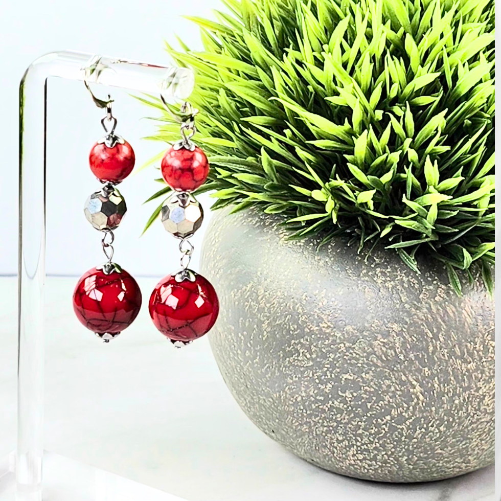Cool Red Choker-Necklace Set (W0142)