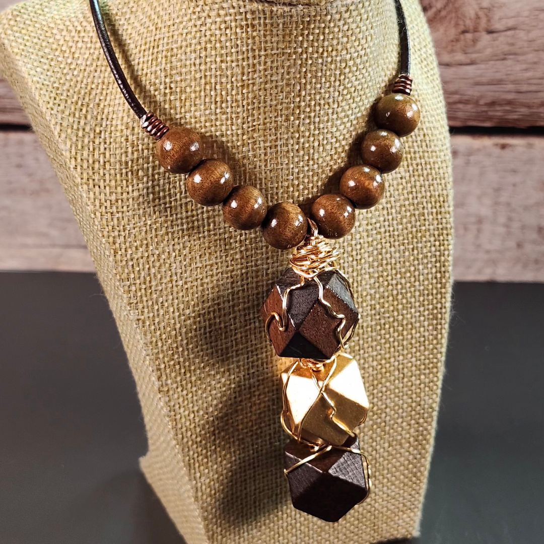 Man's Abstract Wire-Wrapped Bead Pendant