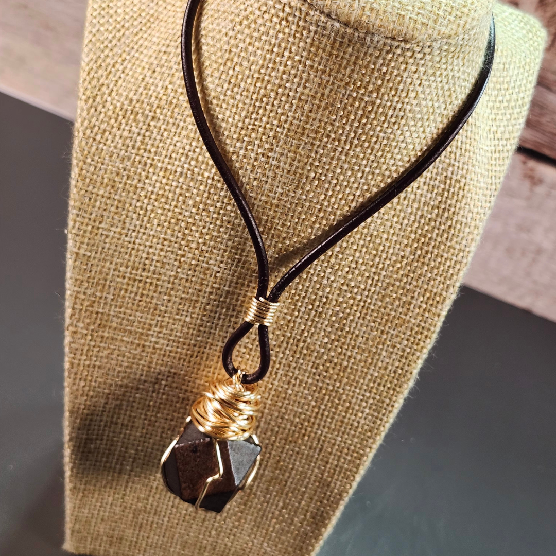 Man's Abstract Wire-Wrapped Bead Necklace