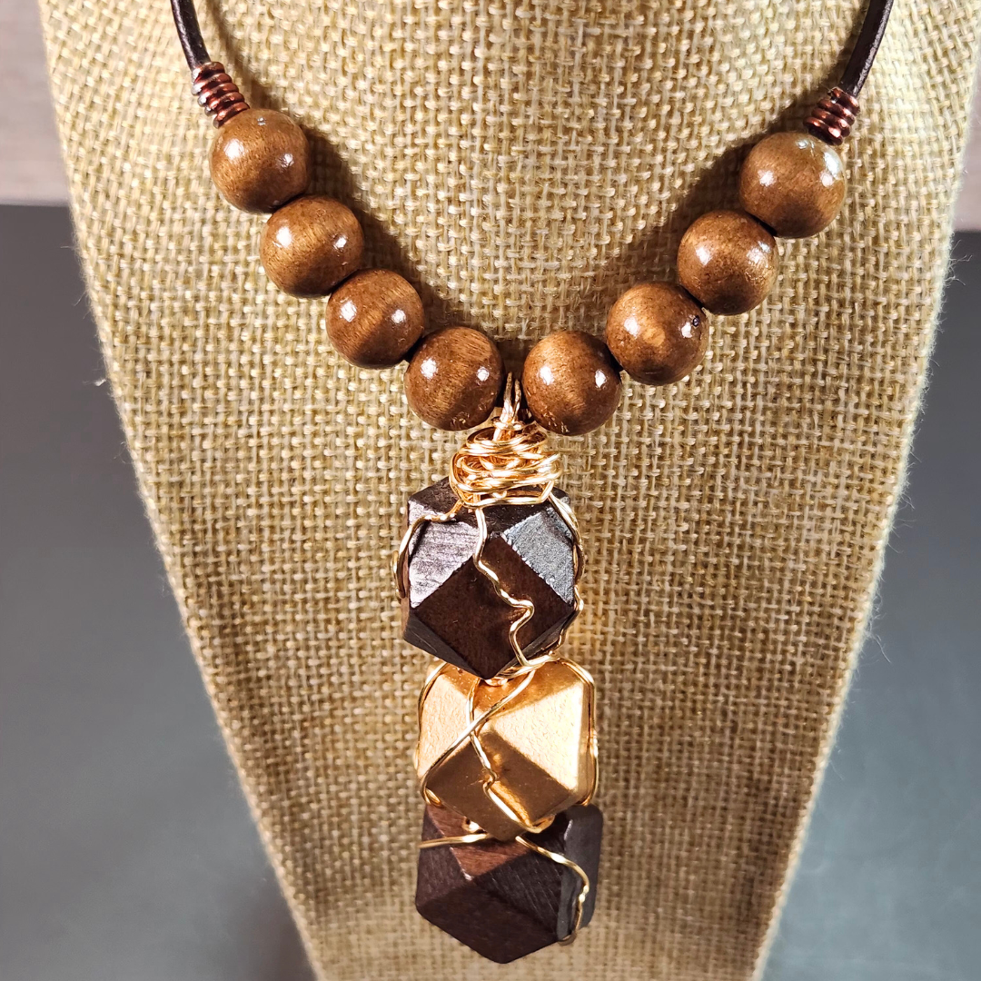 Man's Abstract Wire-Wrapped Bead Pendant