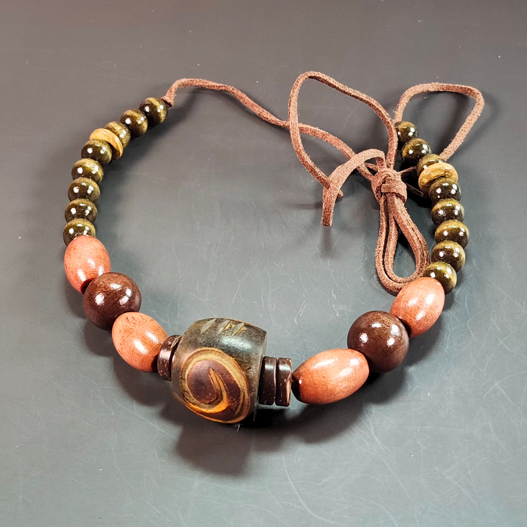 Unisex Brown Bead Necklace