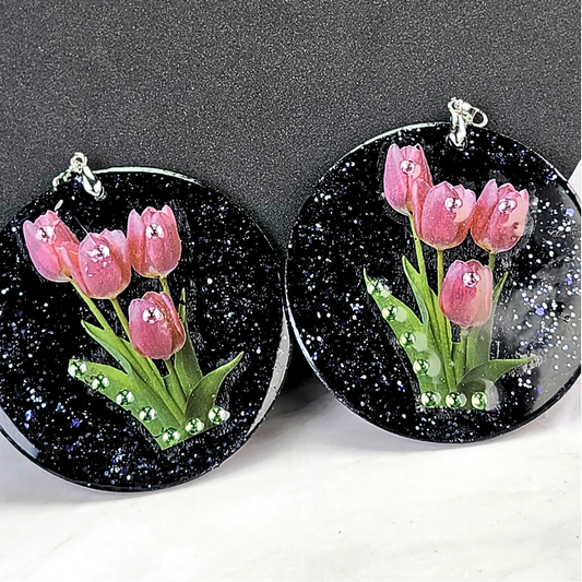 Pink-Black Artistry Earrings (0147)