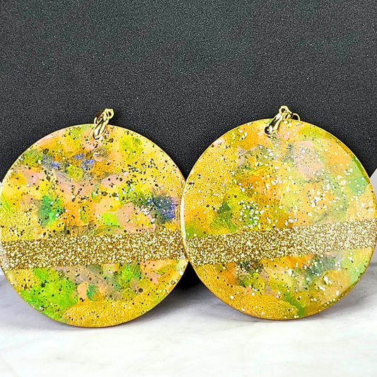 Golden Sparkle Round Earrings (W0146)
