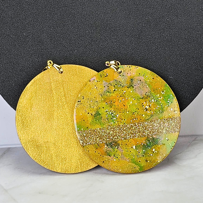 Golden Sparkle Round Earrings (W0146)