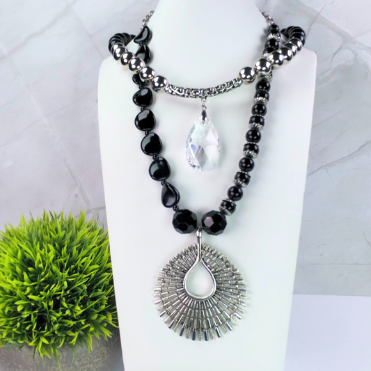 3-Piece Black & Silver Necklace Set