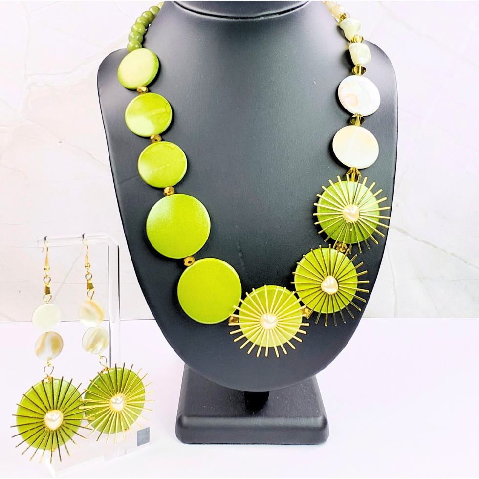 2-Piece Olive & Shell Statement Set (W0130)