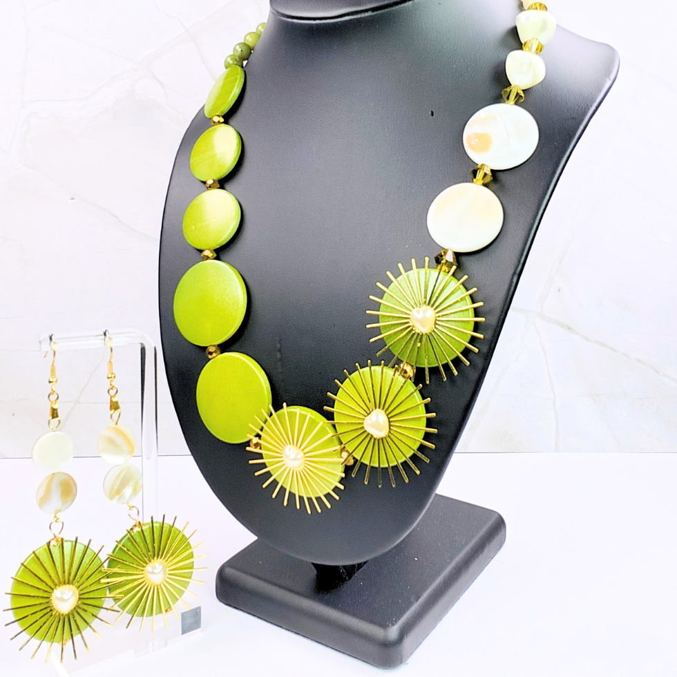 2-Piece Olive & Shell Statement Set (W0130)
