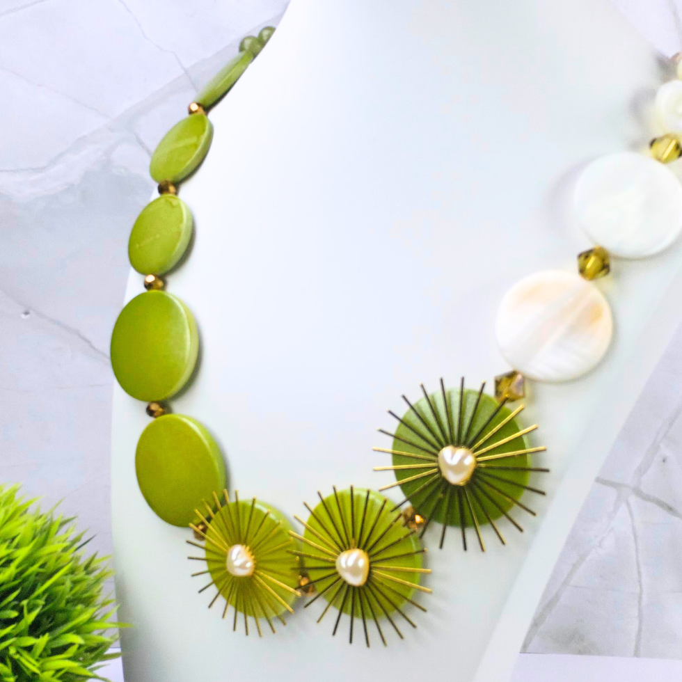 2-Piece Olive & Shell Statement Set (W0130)