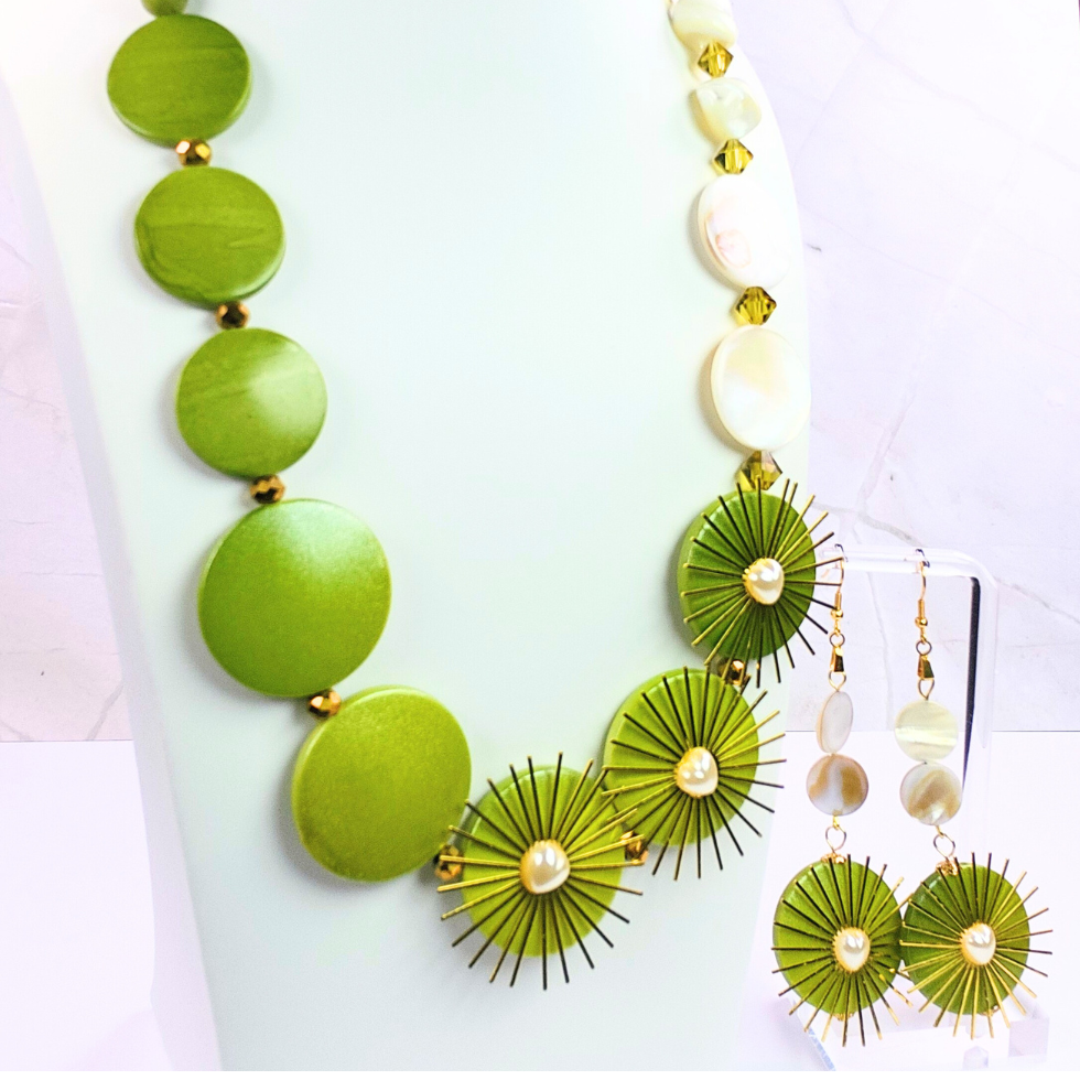 2-Piece Olive & Shell Statement Set (W0130)