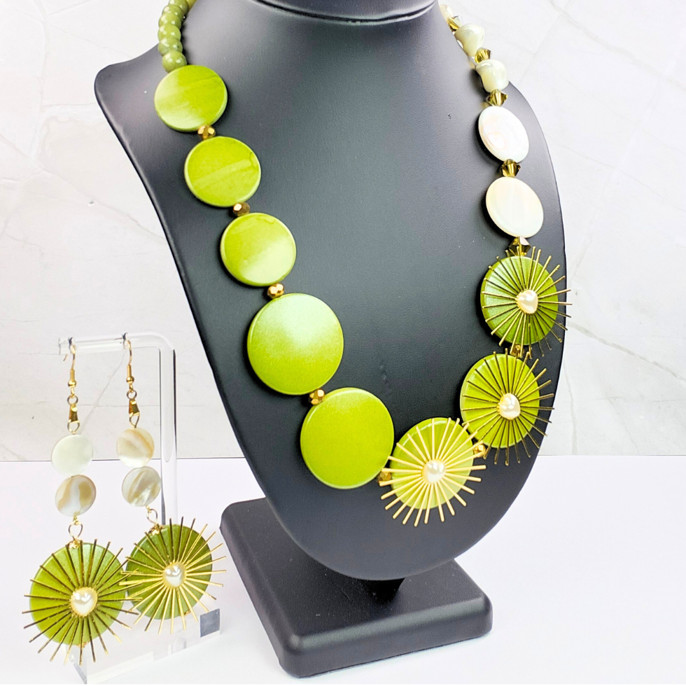 2-Piece Olive & Shell Statement Set (W0130)