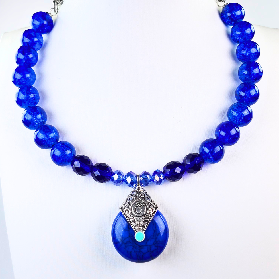 Cool Blue Choker-Necklace Set (W0140)