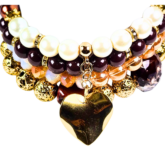 Extravagant Brown Bead Bracelet Set #2