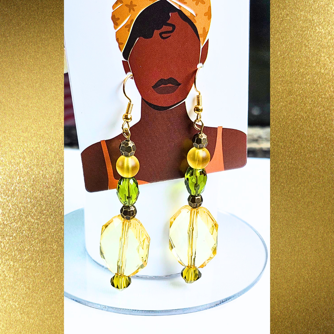 Olive & Crystal Dangle Earrings