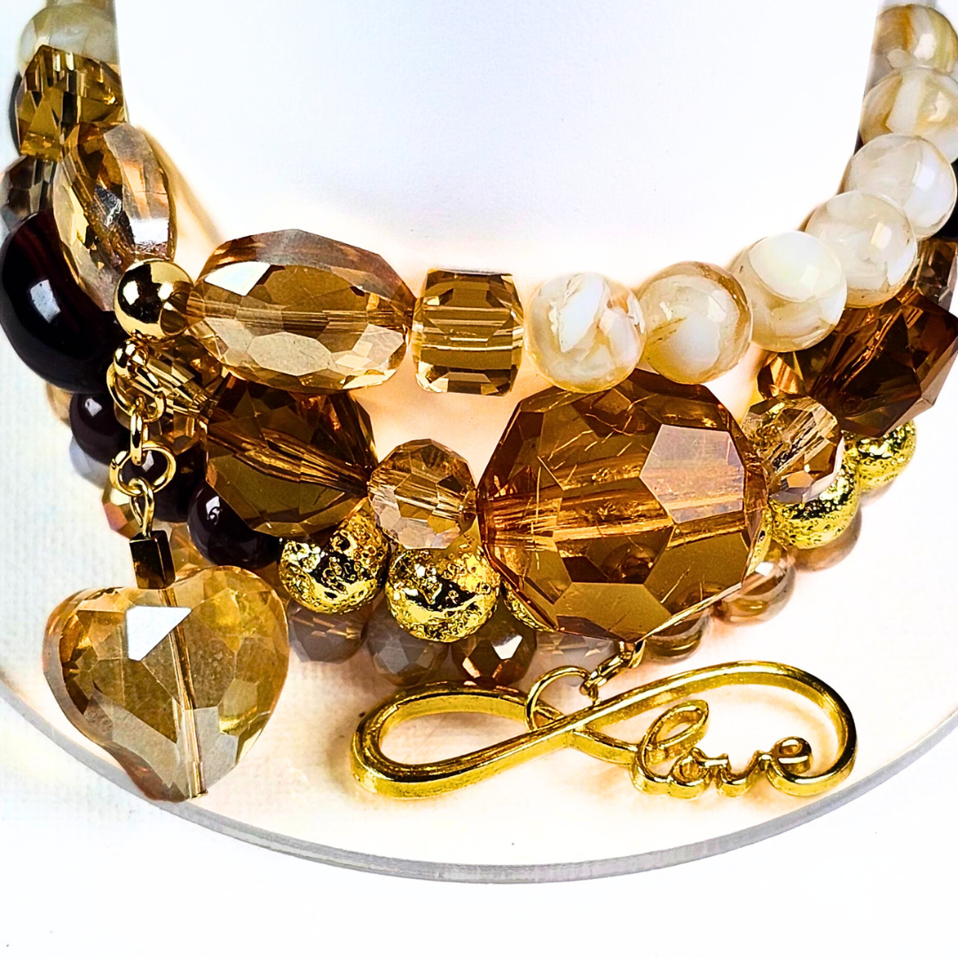 Extravagant Brown Bead Bracelet Set #1