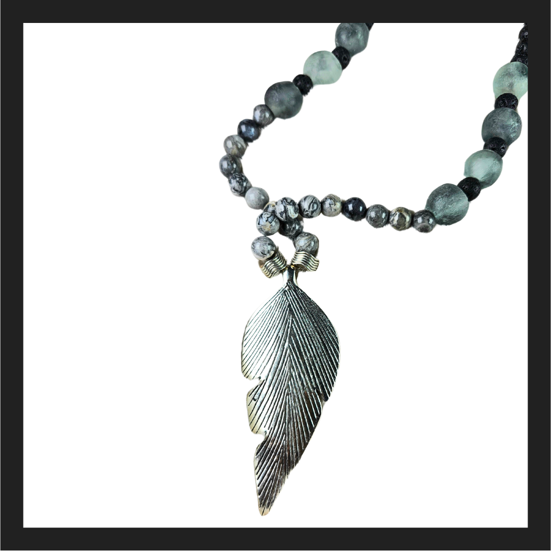 Man's Rugged Handsome Silver-Gray Necklace