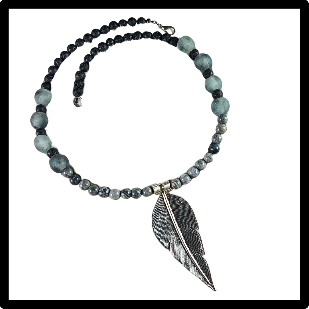Man's Rugged Handsome Silver-Gray Necklace
