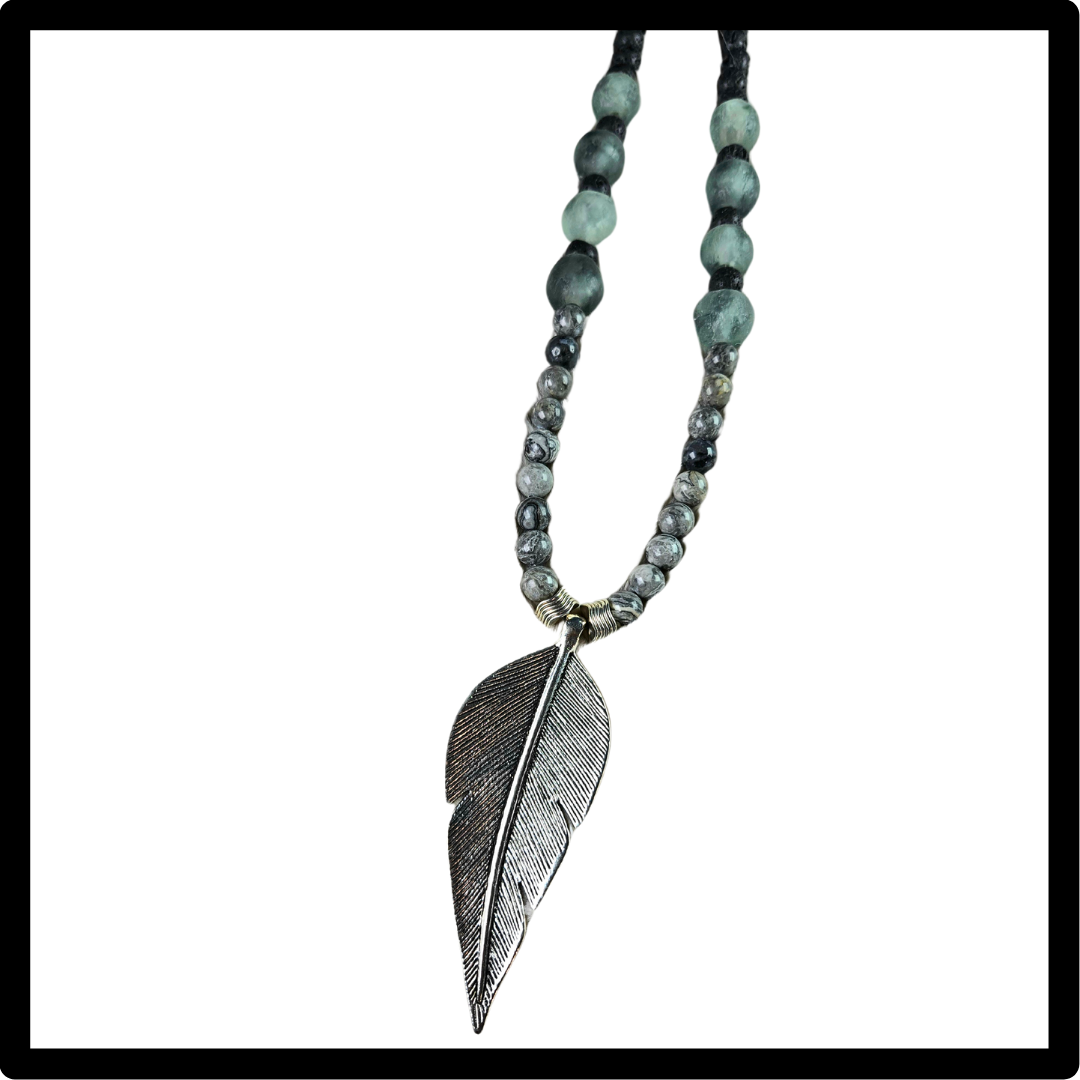 Man's Rugged Handsome Silver-Gray Necklace
