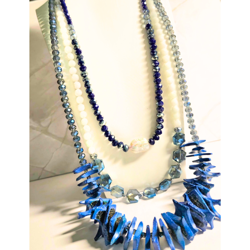 3-Layer Blue Statement Necklace (W0134)
