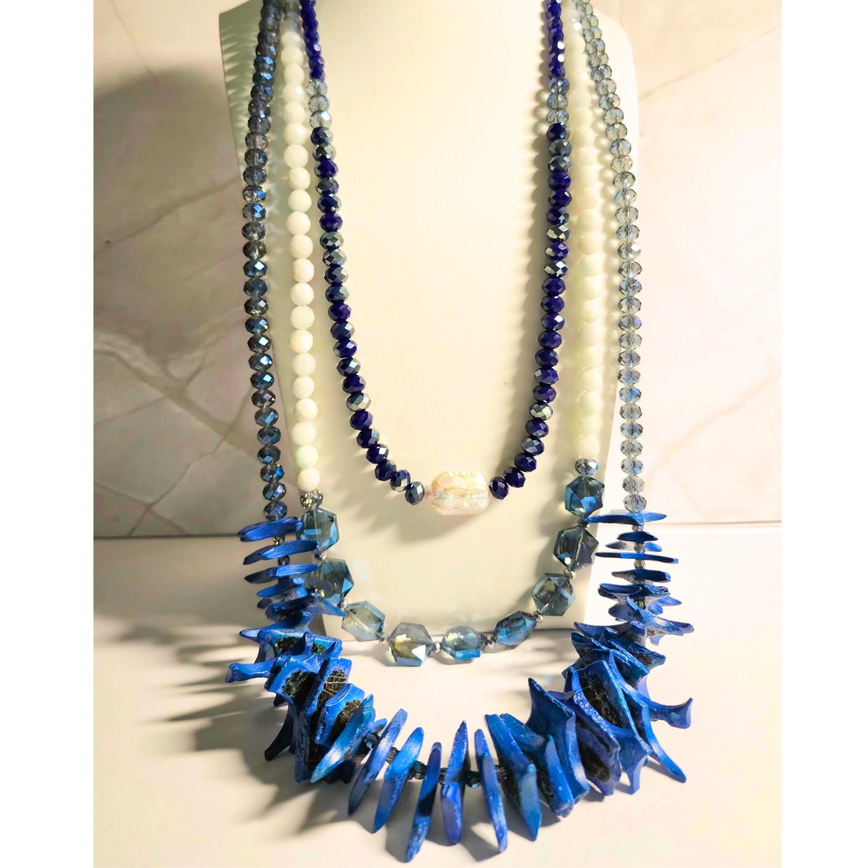 3-Layer Blue Statement Necklace (W0134)