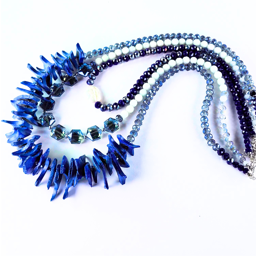 3-Layer Blue Statement Necklace (W0134)