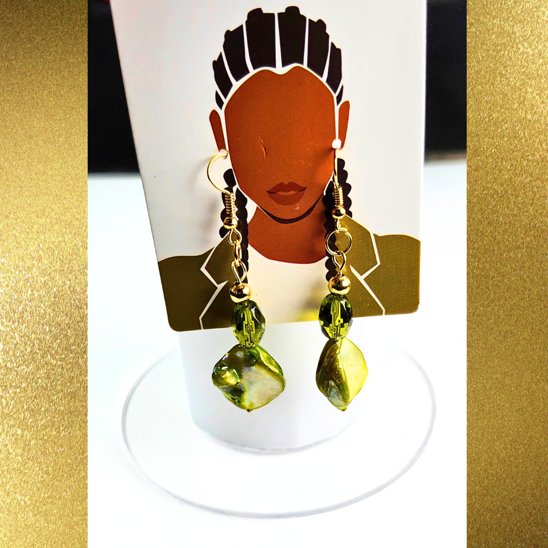 Stunning Olive Green Earrings #1