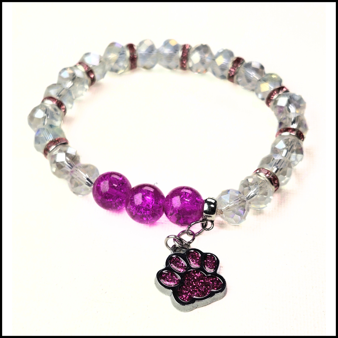 Pink-Crystal Chunky Pet Lovers Bracelet