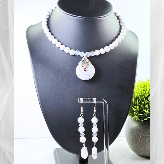 Cool White Choker-Necklace Set (W0143)