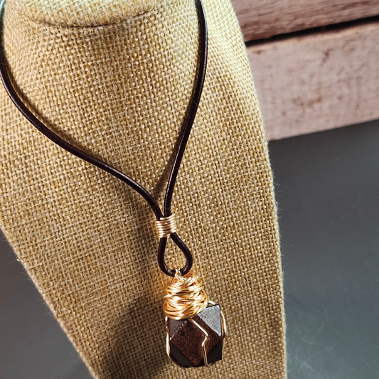 Man's Abstract Wire-Wrapped Bead Necklace