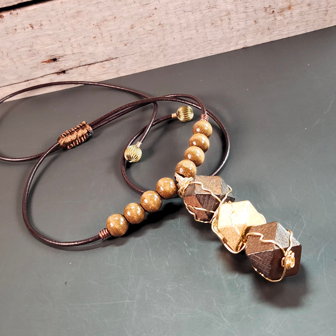 Man's Abstract Wire-Wrapped Bead Pendant